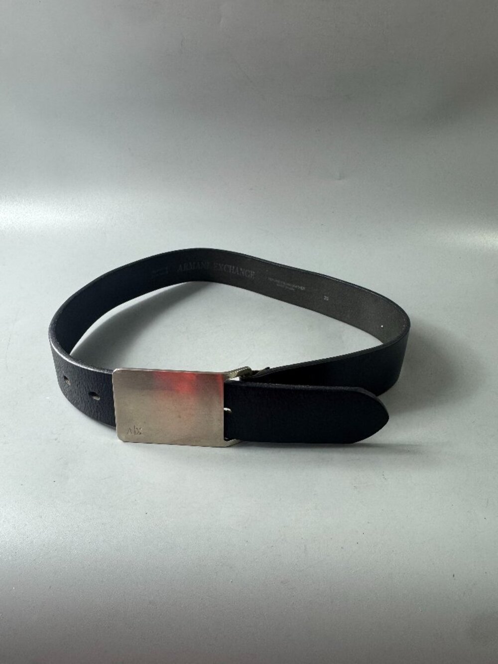Armani Exchange Black Leather Belt, Size 28